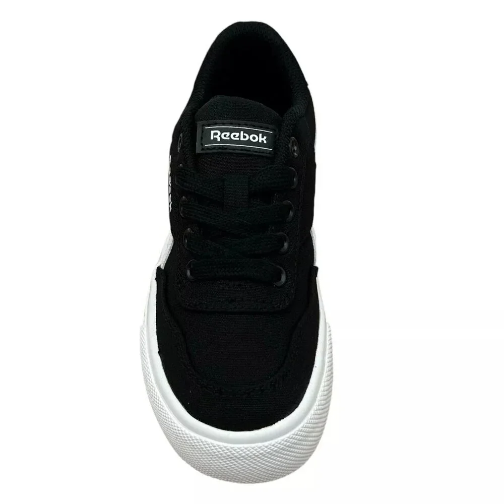 Reebok Little Boys Tech Canvas Casual Sneakers Size 12 Black/White Lace up Shoes